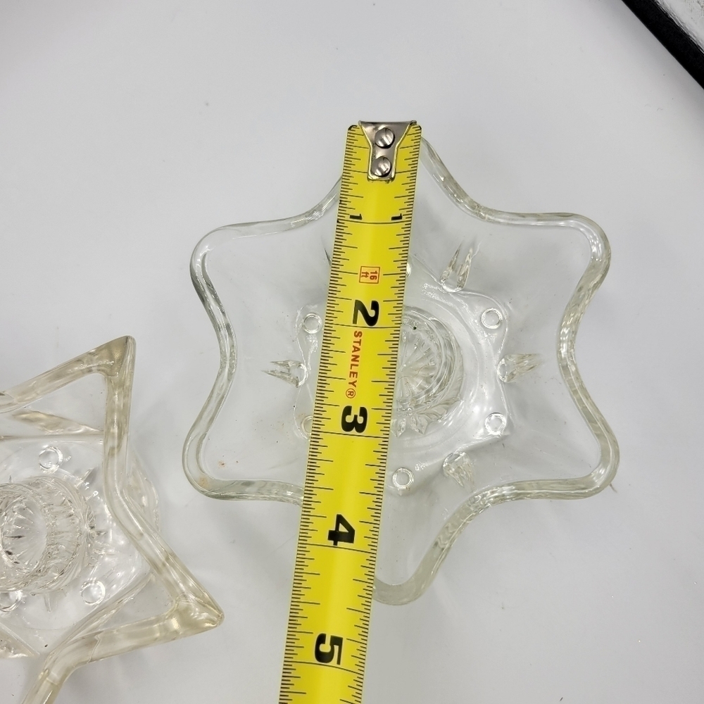Vintage Clear Glass Taper Candle Holders - set of 2 - Picture 5 of 5